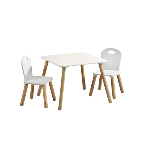 Kesper | Kinder-Sitzgarnitur mit Tisch und 2 Stühlen | Material: Faserplatte - Holz | robust und standfest | Farbe: Weiß von Kesper