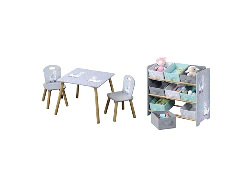 Kesper | Kindertisch Set mit 2 Stühlen und Aufbewahrungsregal | Material: Faserplatte/Holz | Farbe: Alpaka von Kesper