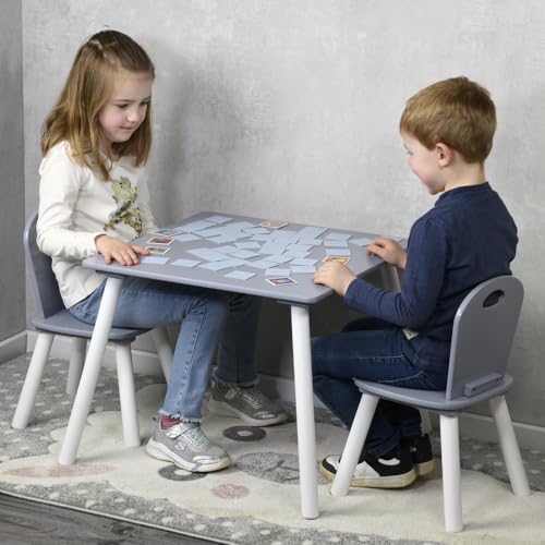 Kesper | Kindertisch mit 2 Stühlen, Material: Faserplatte, Maße: 55 x 55 x 45 cm, Farbe: Weiß, Grau | 17732 13 Kesper | Kindertisch mit 2 Stühlen, Material: Faserplatte, Maße: 55 x 55 x 45 cm, Farbe: Weiß, Grau | 17732 13 von Kesper