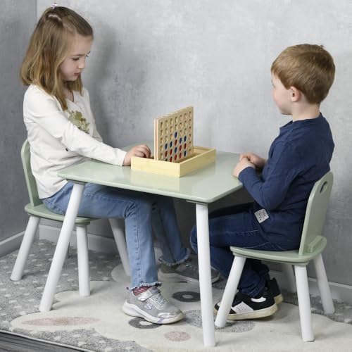 Kesper | Kindertisch mit 2 Stühlen, Material: Faserplatte, Maße: 55 x 55 x 45 cm, Farbe: Weiß, Salbeigrün | 17733 13 Kesper | Kindertisch mit 2 Stühlen, Material: Faserplatte, Maße: 55 x 55 x 45 cm, Farbe: Weiß, Salbeigrün | 17733 13 von Kesper