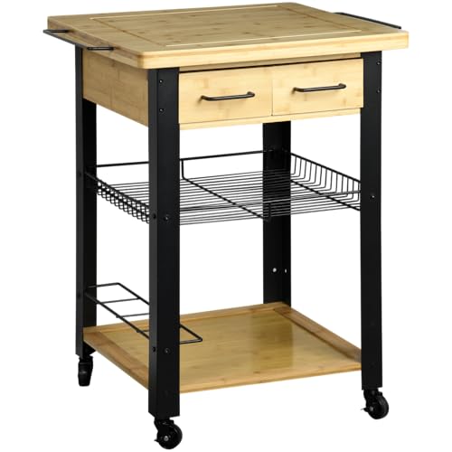 Kesper | Küchenwagen, Material: FSC-zertifizierte Faserplatte, Maße: B: 71 x H: 88 x T: 60cm, Farbe:Natur/schwarz | 25891 13 von Kesper