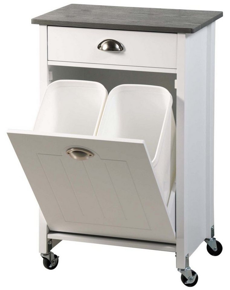 Kesper Mülleimer Küchenwagen mit Mülltrennsystem, weiß / grau von Kesper