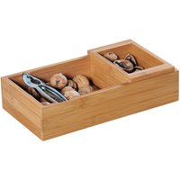 Kesper Nussschale mit Nussknacker, 30 x 16 x 7,5 cm, aus Edelstahl/ Bambus, eckig, mit Schale für Schalen, FSC-zertifiziert von Kesper
