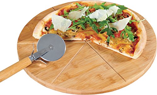 Kesper Pizza-Teller mit Pizza-Schneider aus Bambus 32 cm von Kesper