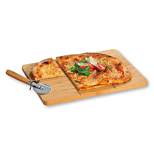 Kesper | Pizzabrett mit Schneider, Material: FSC®-zertifizierter Bambus, Maße: 40 x 30 x 1,5 cm, Farbe: Braun | 58466 von Kesper