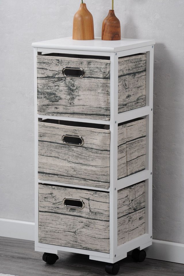 Kesper Regal, Regal mit 3 Boxen, weiß, modernes Design, pflegeleicht, einfache Monta von Kesper