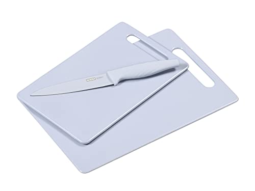 Kesper | Schneidebretter Set inkl. Messer, Material: Kunststoff (PE), Maße Bretter: 29 x 19,5 x 0,5 cm, 24 x 15 x 0,5 cm, Farbe: Hellblau | 30491 von Kesper