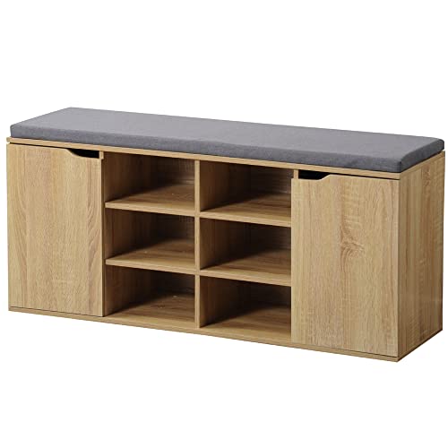 Kesper | Schuhschrank mit Sitzkissen, Material: Faserplatte, Maße: B103,5 x H48 cm x L29,5 cm, Farbe: Natur - Sonoma Eiche | 15928 13 von Kesper