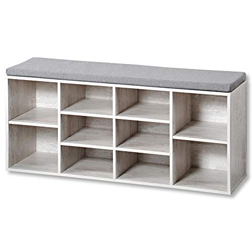 Kesper Schuhschrank mit Sitzkissen, Material: Faserplatte, Maße: B103,5 x H48 cm x L29,5 cm, Farbe: Grau 15931 13 von Kesper