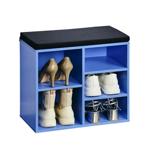 Kesper Schuhschrank mit Sitzkissen, Material: Faserplatte, Maße: B51,5 x H48 cm x L29,5 cm, Farbe: Blau, Schwarz 15960 von Kesper