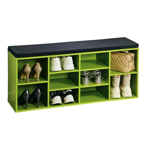 Kesper | Schuhschrank mit Sitzkissen, Material: Spanplatte, funiert, Maße: B 103,5 x H 48 x T 29,5 cm, Farbe: Grün, Schwarz | 15982 13 von Kesper