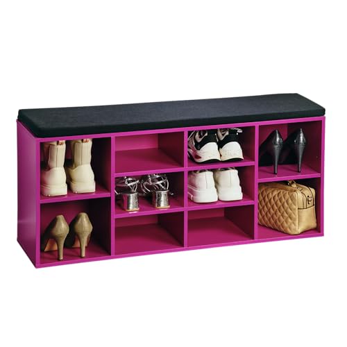 Kesper | Schuhschrank mit Sitzkissen, Material: Spanplatte, funiert, Maße: B 103,5 x H 48 x T 29,5 cm, Farbe: PInk, Schwarz | 15984 13 Kesper | Schuhschrank mit Sitzkissen, Material: Spanplatte, funiert, Maße: B 103,5 x H 48 x T 29,5 cm, Farbe: PInk, Schwarz | 15984 13 von Kesper