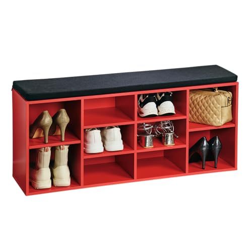 Kesper | Schuhschrank mit Sitzkissen, Material: Spanplatte, funiert, Maße: B 103,5 x H 48 x T 29,5 cm, Farbe: Rot, Schwarz | 15983 13 von Kesper