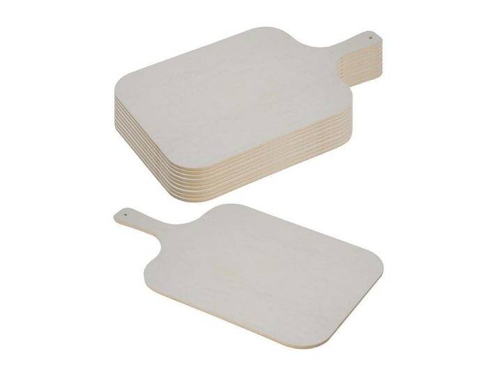 Kesper Servierbrett 10 Stück Flammkuchenbrett mit Tragegriff - Pappelholz, Holz, (10-St), mit extra Tragegriff, beige von Kesper