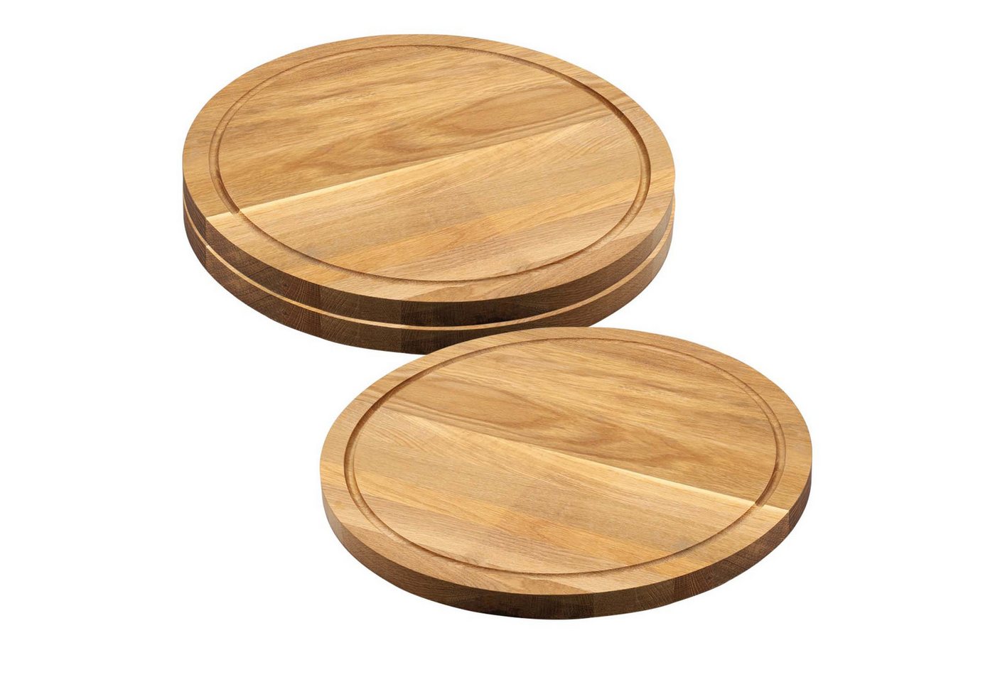 Kesper Servierbrett 3er Set Schneide- / Servierbrett, Eiche - Ø 40cm, Stärke 2,5cm, Holz, (3-St), mit umlaufender Saftrille von Kesper