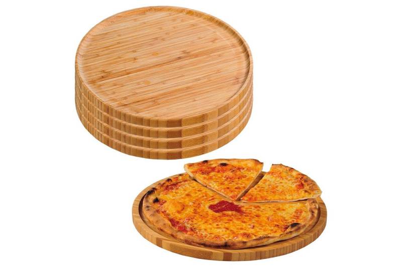 Kesper Pizzateller 5 Stück Pizzateller - Bambus - Ø 32cm, (5 St), hochgezogener Rand von Kesper