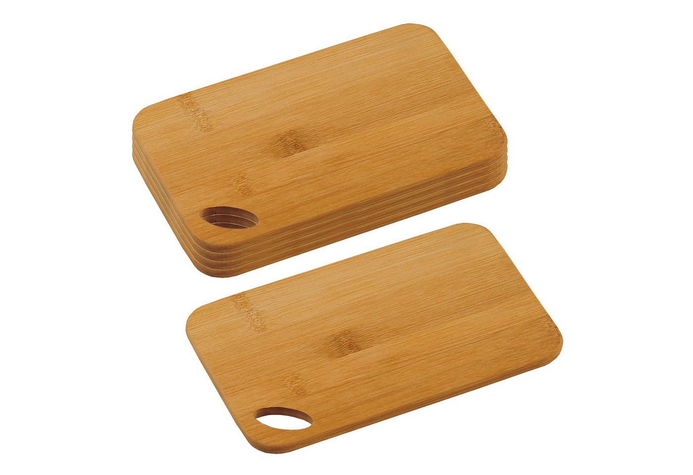 Kesper Frühstücksbrett 5 Stück Schneidebrett, Bambus - 22,5 x 14,5cm, Holz, (5-St), mit komfortablen Griffloch Kesper Frühstücksbrett 5 Stück Schneidebrett, Bambus - 22,5 x 14,5cm, Holz, (5-St), mit komfortablen Griffloch von Kesper