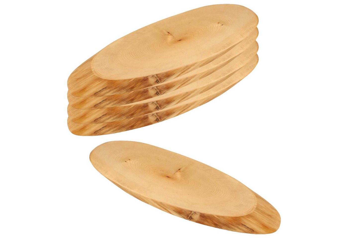 Kesper Servierbrett 5 Stück Servierbrett Baumscheibe - Birke - 45 x 17 x 2,5cm, Holz, (5-St), Baumscheiben-Optik von Kesper
