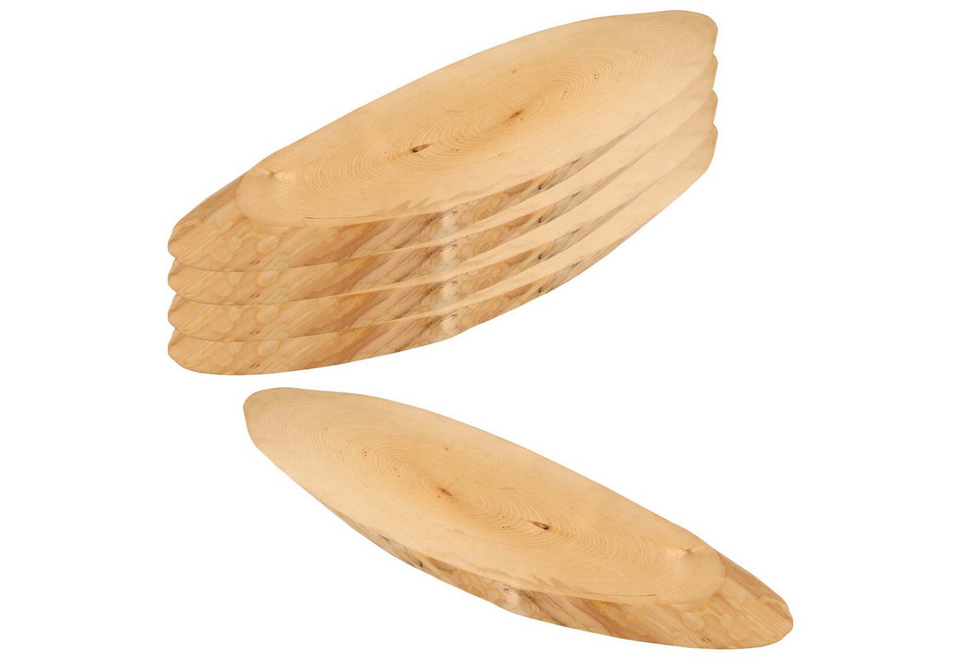 Kesper Servierbrett 5 Stück Servierbrett Baumscheibe - Birke - 55 x 19 x 2,5cm, Holz, (5-St), Baumscheiben-Optik von Kesper