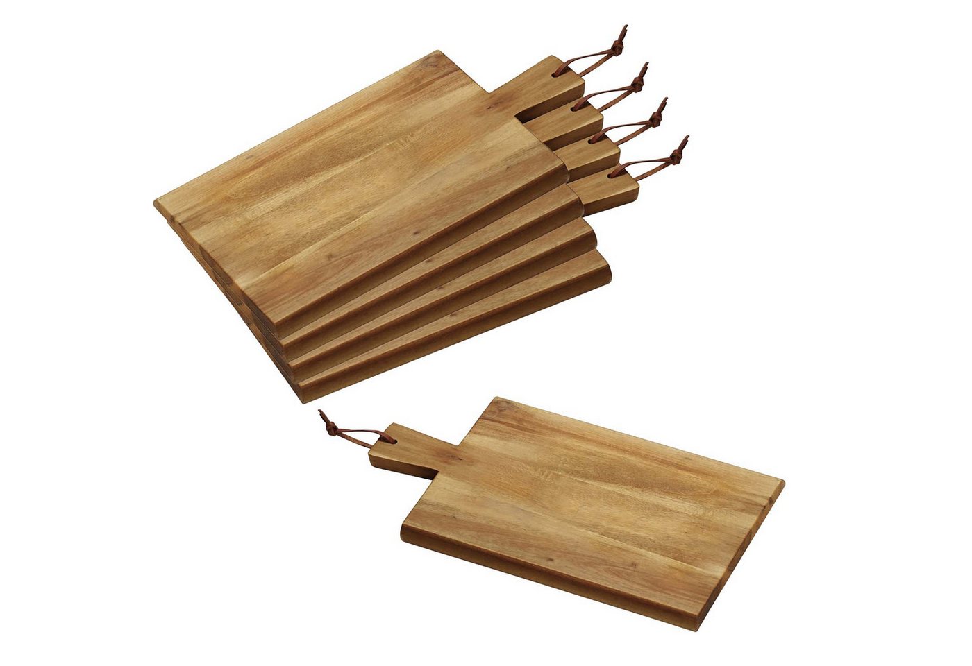 Kesper Servierbrett 5 Stück Servierbrett mit Tragegriff - Akazienholz - 35 x 18cm, Holz, (5-St), praktisches Lederband zum Aufhängen Kesper Servierbrett 5 Stück Servierbrett mit Tragegriff - Akazienholz - 35 x 18cm, Holz, (5-St), praktisches Lederband zum Aufhängen von Kesper