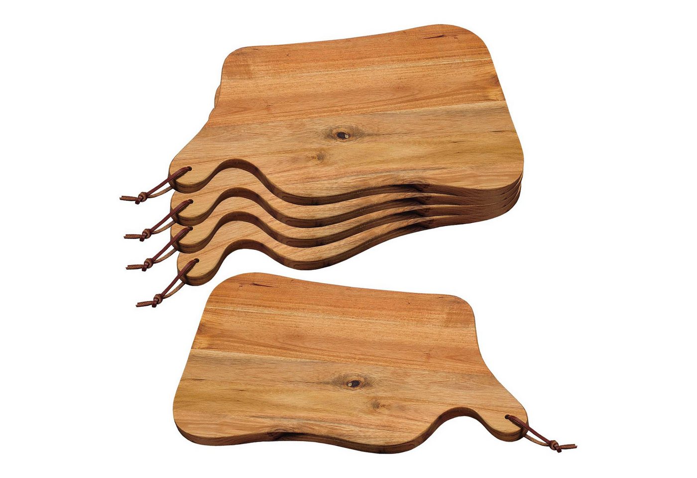 Kesper Servierbrett 5 Stück Servierbrett mit Tragegriff - Akazienholz - 42,5 x 25cm, Holz, (5-St), praktisches Lederband zum Aufhängen Kesper Servierbrett 5 Stück Servierbrett mit Tragegriff - Akazienholz - 42,5 x 25cm, Holz, (5-St), praktisches Lederband zum Aufhängen von Kesper