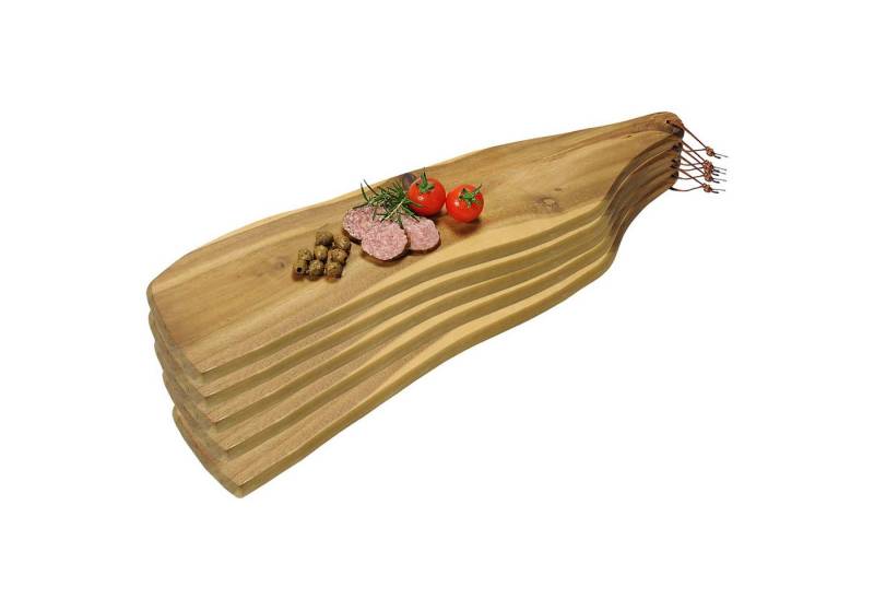 Kesper Servierbrett 5 große Servierbretter mit Tragegriff - Akazienholz, Holz, (5-St), praktisches Lederband zum Aufhängen von Kesper