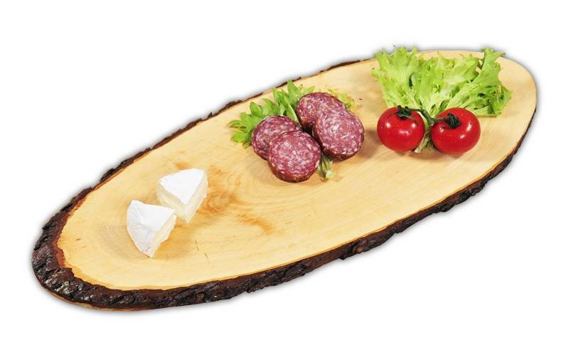 Kesper Servierplatte RINDEN SERVIERPLATTE HOLZ 40-49x17x2cm Servierbrett Schinkenbrett 15, Nadelholz, Käseplatte von Kesper