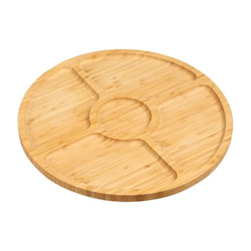Kesper | Servierteller rund | Material: FSC®-zertifizierter Bambus | 4 Fächer mit Rand | ø 35 cm, Stärke: 1,5 cm | Snackteller & Servierplatte | Farbe: Natur Braun | 58447 von Kesper