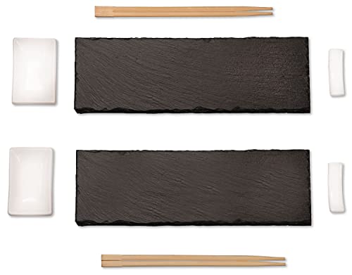 Kesper | Sushi Set, 8 teilig - für 2 Personen, Material: Schiefer, Maße der Platte: 30 x 10 cm | 38142 von Kesper