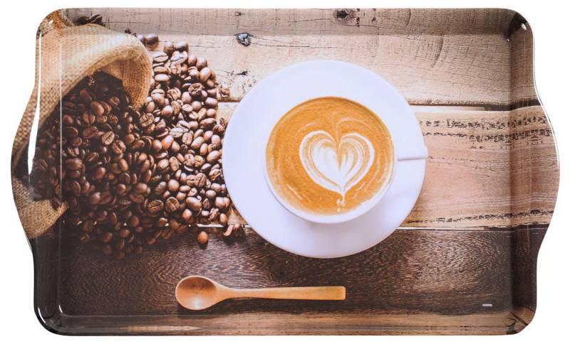 Kesper Tablett, Melamin, Serviertablett „CoffeeCup“, große Ablagefläche, zwei Tragegriffe, krat von Kesper