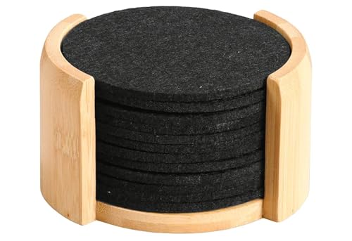 Kesper | Untersetzer, 12er Set, Material: Bambus, Textil, Maße: ø 10 cm/Stärke: ca. 0,4 cm, Farbe: Braun, Schwarz | 58747 von Kesper