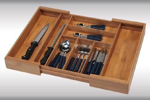 Kesper Variabler Besteckkasten, Bambus, Caddy, Küchenutensilienhalter, Silberwarenkasten, Maße: 430 x 60 x 60 mm von Kesper