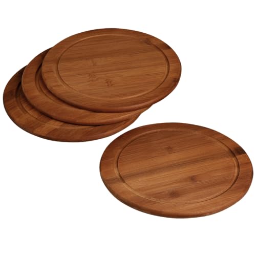 Kesper Vesperteller Set 4-teilig rund Ø 25 cm – Bambus Frühstücksteller mit Saftrille – nachhaltige Brotzeitteller aus FSC-zertifiziertem Holz – robust & messerschonend - 5944215 von Kesper