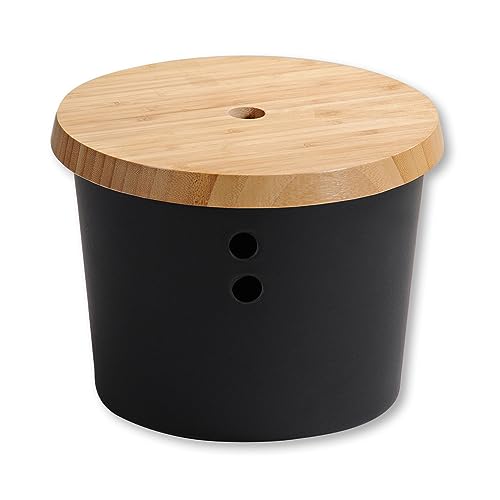 Kesper | Vorratsdose mit Deckel aus Bambus, Material: Kunststoff, Bambus, Maße: Ø 21 x 15,5 cm, Farbe: Schwarz, Braun | 92599 von Kesper
