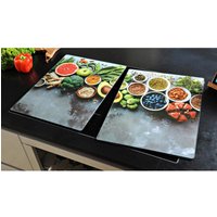 Kesper XL Herdabdeckplatte Healthy Kitchen bunt Glas B/H/T: ca. 38,5x50x0,8 cm von Kesper