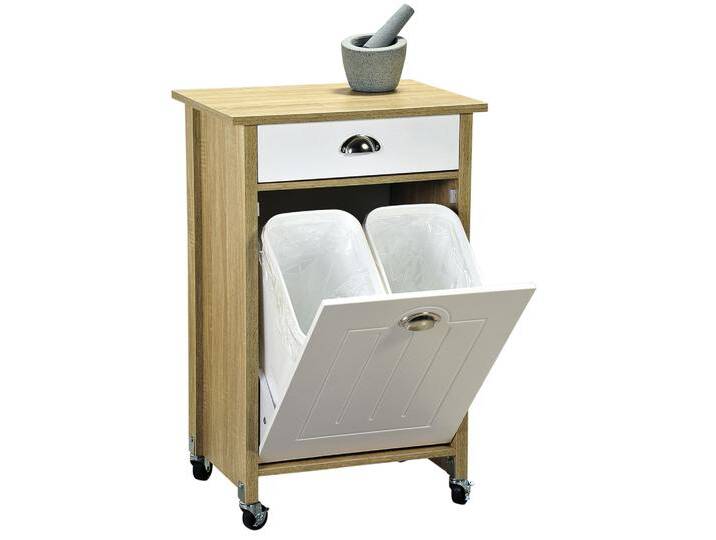 Küchenwagen mit Mülleimer Weiß von Kesper