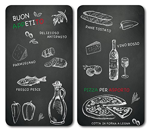 Kesper | Multi-Glasschneideplatte 2er Pack, Material: Glas, Maße: 52 x 30 x 0.5 cm, Motiv: Ristorante, Farbe: Schwarz | 36538 13 von Kesper