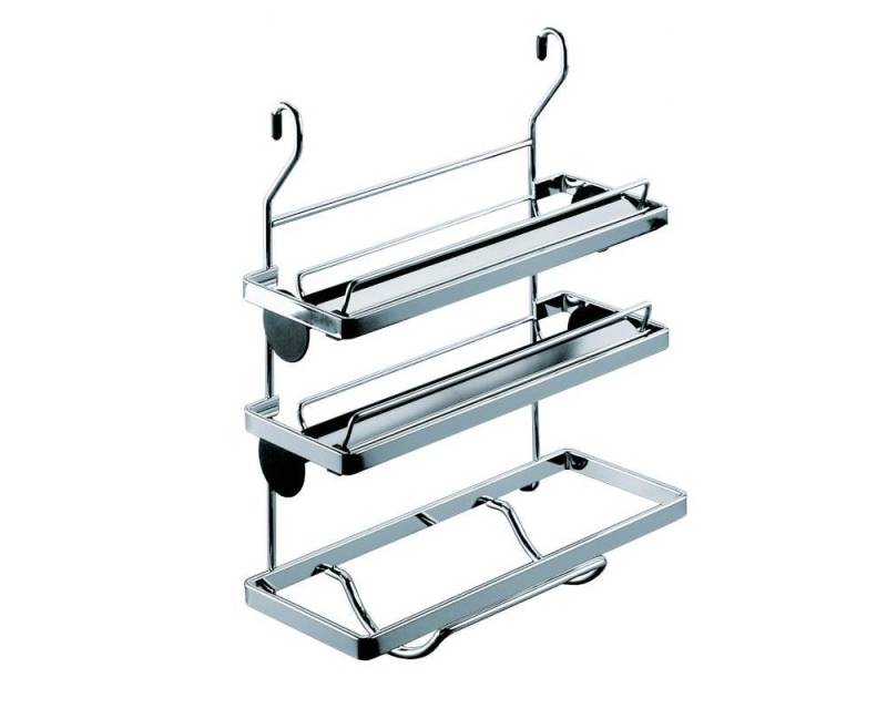 Kesseböhmer Küchenrückwand Linero Classic Reling Rollenhalter 3-etagig Anrisskante verchromt von Kesseböhmer