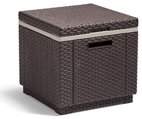 Allibert 212160 Kühlbox Hocker Ice Cube, Rattanoptik, Kunststoff, braun von Keter