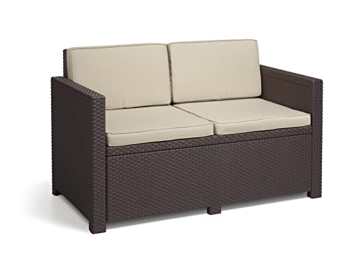 Allibert by Keter Gartenlounge Sofa Victoria, braun/taupe, 2-Sitzer, inkl. Sitz- und Rückenkissen, Kunststoff, flache Rattanoptik von Keter