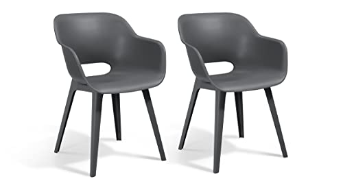 Allibert by Keter Gartensessel Akola, hellgrau, 2er Set, Kunststoff, 56.7 x 55.8 x 80.1 cm, Schalenstuhl in Cupform, perfekt für Garten, Terrasse oder Esszimmer Allibert by Keter Gartensessel Akola, hellgrau, 2er Set, Kunststoff, 56.7 x 55.8 x 80.1 cm, Schalenstuhl in Cupform, perfekt für Garten, Terrasse oder Esszimmer von Keter