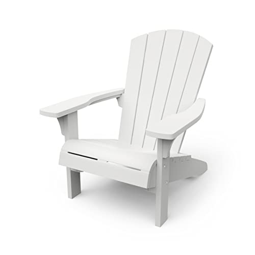 "Allibert by Keter" Troy Adirondack Chair, Outdoor Gartenstuhl aus Kunststoff, weiß, wetterfest, amerikanischer Design-Klassiker, für Garten, Terrasse und Balkon, 93 x 81 x 96,5 cm von Keter