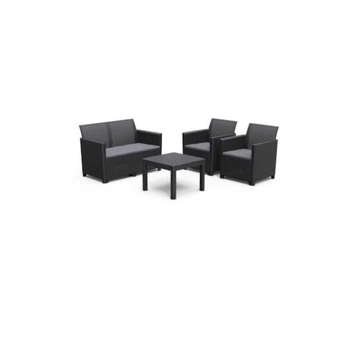 Gartenmöbel aus geflochtenem Rattan-Harz - Schwarz - Mit Couchtisch - KETER - 4 Personen - MARIE Gartenmöbel aus geflochtenem Rattan-Harz - Schwarz - Mit Couchtisch - KETER - 4 Personen - MARIE von Keter