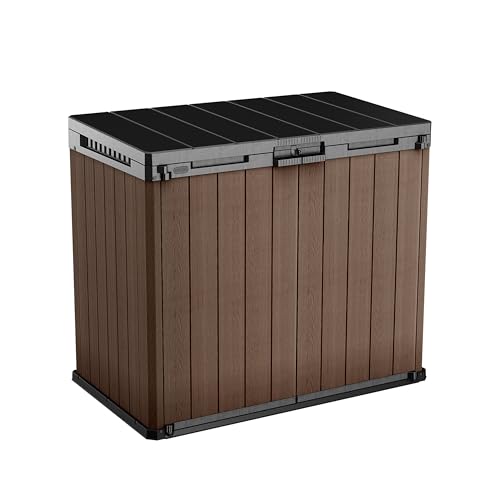 KETER Store-It-Out Darwin Mülltonnenbox, 1150L Gartenbox mit Holz-Look, Aufbewahrungsschrank für 2X 240L Mülltonnen, abschließbar, wetterbeständig, grau, 141x82x120 cm KETER Store-It-Out Darwin Mülltonnenbox, 1150L Gartenbox mit Holz-Look, Aufbewahrungsschrank für 2X 240L Mülltonnen, abschließbar, wetterbeständig, grau, 141x82x120 cm von Keter