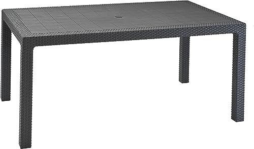 Keter 17190205 Tisch Melody Table, rechteckig, Rattanoptik, Kunststoffoberfläche, Kunststoff, anthrazit von Keter