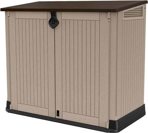 Keter Store-It Out Midi Gartenlager aus Kunststoff, Schuppen, Beige und Braun, 130 x 74 x 110 cm 17197253 von Keter