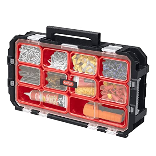 Keter 240051 Connect Organizer Werkzeugkasten, Schwarz/Rot, 54 x 30,2 x 11,4 cm von Keter