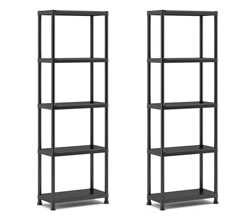 Keter 2er Set Regale 60/5, schwarz, 5 Böden, max. Traglast je 20 kg, 60 x 30 x 174 cm von Keter