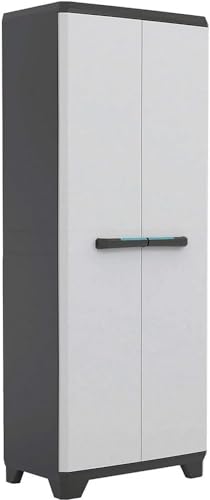 Keter Linear Utility Gartenschrank aus Kunststoff, Besenschrank, Kunststoffschrank, hellgrau, 68x39x173cm von Keter