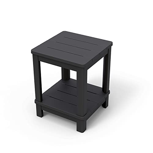 " Allibert by Keter " Deluxe Beistelltisch Gartentisch, wetterfest, 41x41x52cm, platzsparend, für Balkon, Terrasse, Outdoor, Camping von Keter